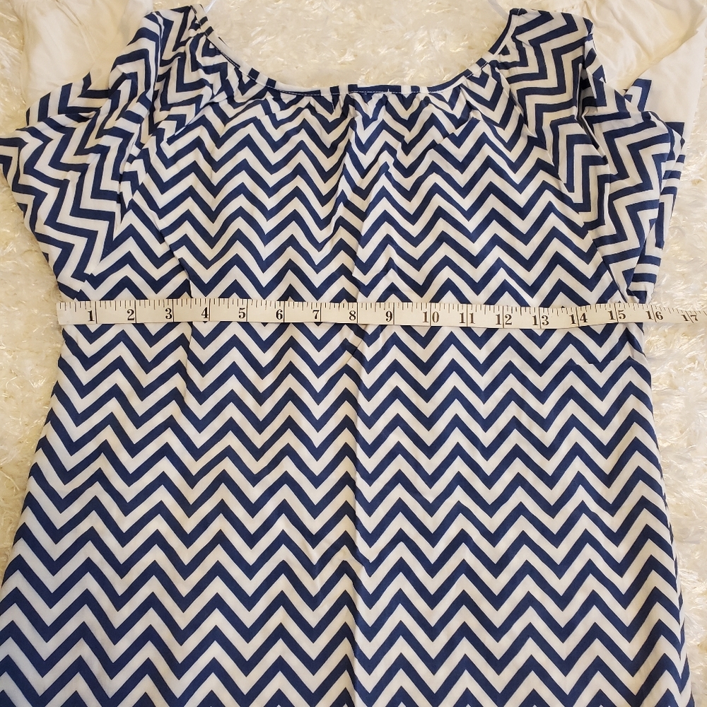 VENUS Chevron Women's Dress, Blue & White , Size 2 - Picture 8 of 9